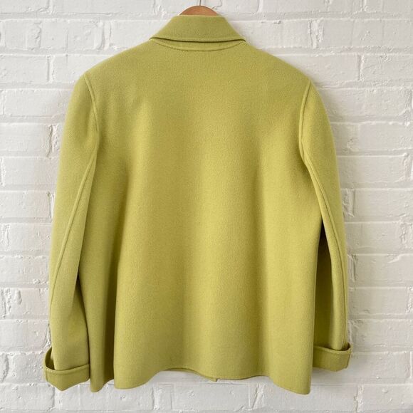 Vintage Linda Allard Ellen Tracy Wool Pea Coat Green Double-Breasted 14 - Picture 3 of 7